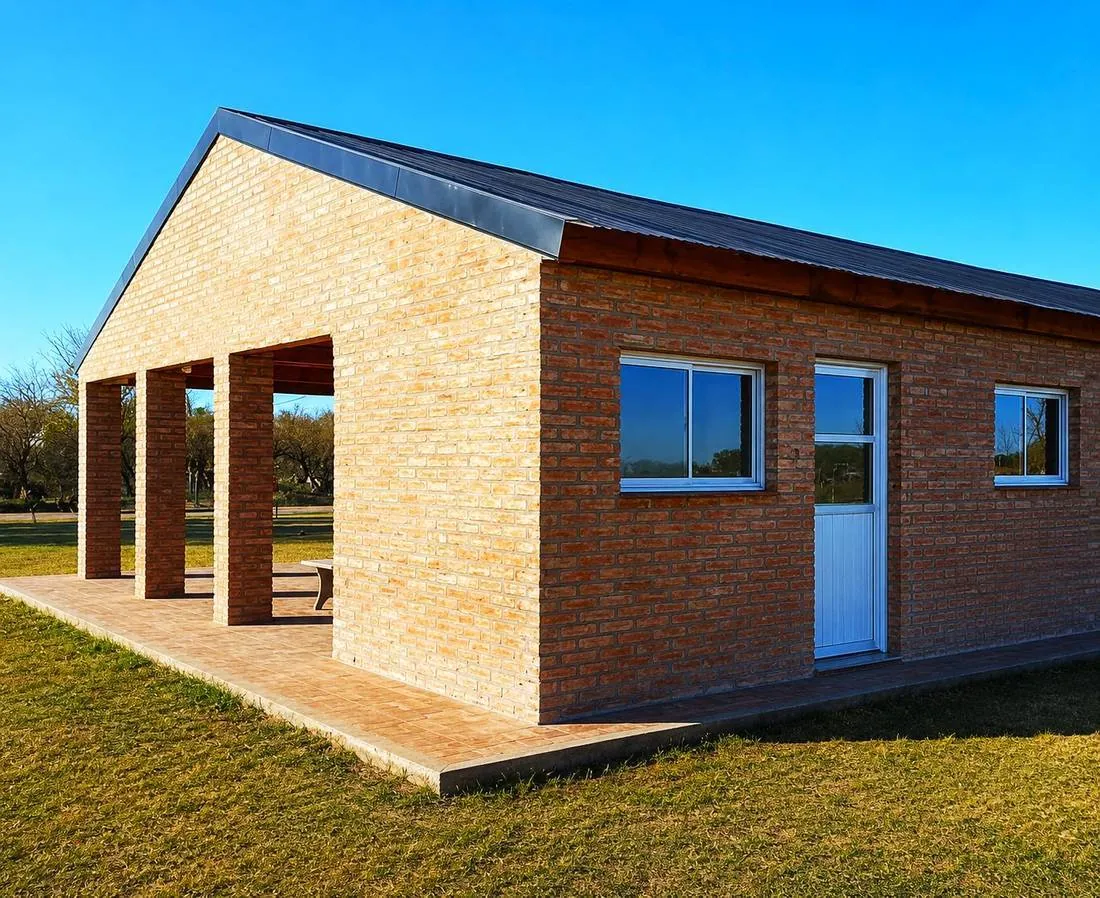 Fachada con galería de tres columnas